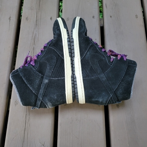Nike Dunk Sky High Top Court Black Purple Suede Leather Wedge Sneakers Trainers - Picture 3 of 8